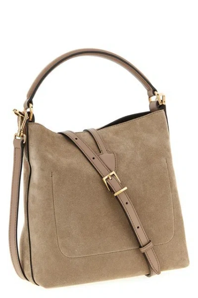 Tod's T Mini Bucket Bag Adjustable Strap Top Handle In Nude