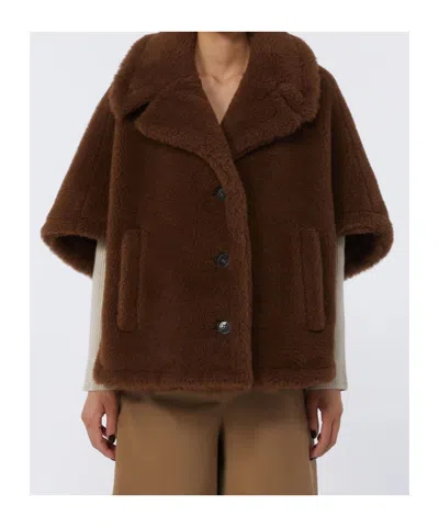 Max Mara Button-up Teddy-textured Jacket In Animal Print