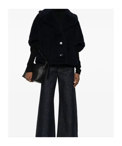 Max Mara Collared Cape In Animal Print