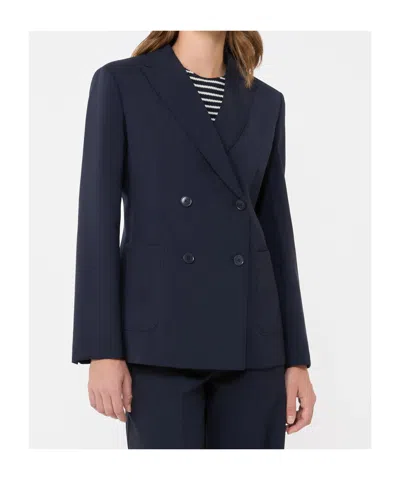 Weekend Max Mara Tailored Double Breasted Jacket Buttoned Cuffs In Blue