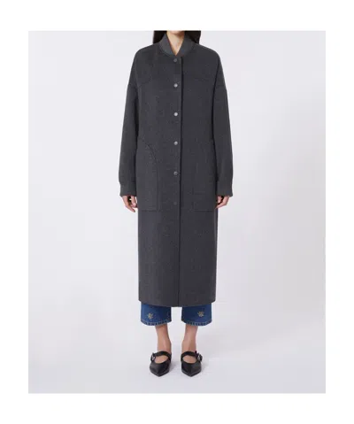 Weekend Max Mara Long Wool Coat In Gray