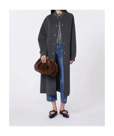 Weekend Max Mara Long Wool Coat In Gray