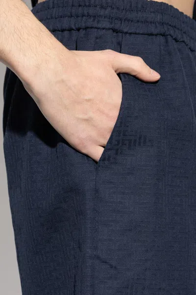 Balmain Small Monogram Cotton Pyjama Shorts In Blue