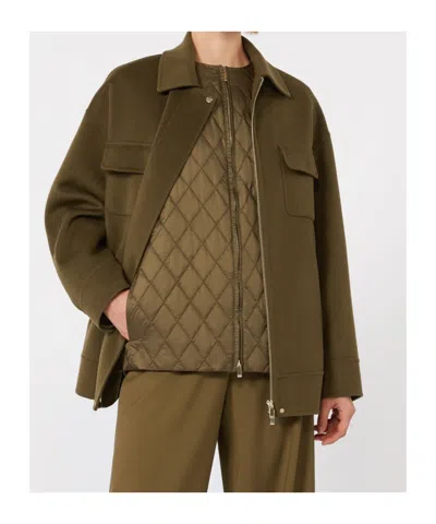 Max Mara Two-in-one Wool And Silk Quilted Jacket In Green