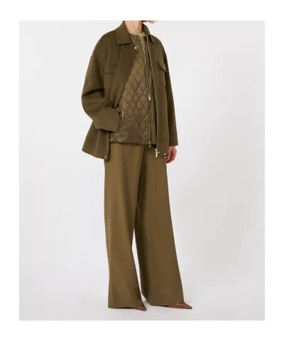 Max Mara Two-in-one Wool And Silk Quilted Jacket In Green