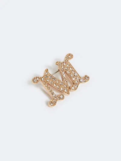 Max Mara Letter Brooch In Gold
