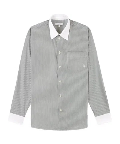 Sporty And Rich Striped Chest-pocket Shirt In Gray