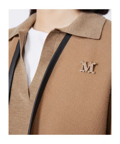 Max Mara Letter Brooch In Gold