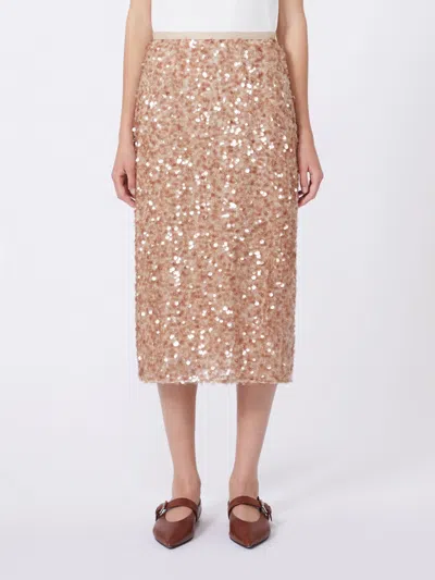 Weekend Max Mara Docchio Sequin Midi Skirt In Brown