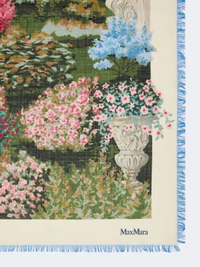 Max Mara Oversized Scarf In Printed Silk And Wool In Multi