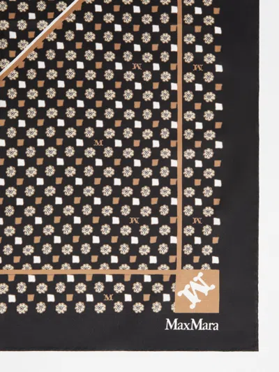 Max Mara Printed Silk Oversized Scarf In Black