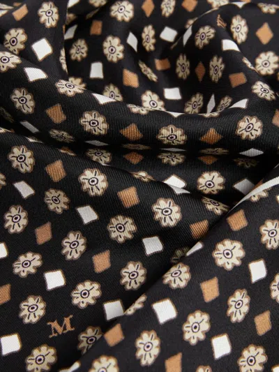 Max Mara Printed Silk Oversized Scarf In Black