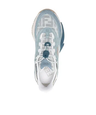 Fendi Flow Mesh Sneakers Perforated Design Rubber Sole In Blue