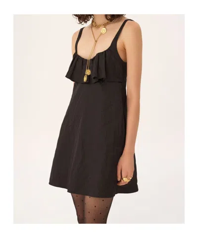 Chloé Mini Dress Without Sleeves In Washed Technical Satin In Black