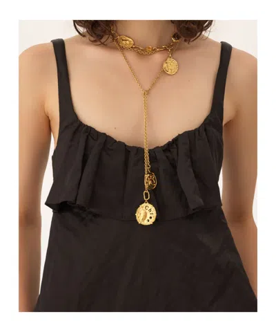 Chloé Mini Dress Without Sleeves In Washed Technical Satin In Black