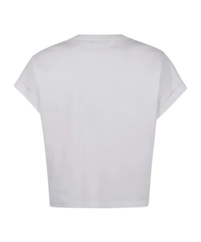 Balmain Paris Logo Cropped Crew Neck T Shirt In White