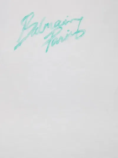 Balmain Paris Logo Cropped Crew Neck T Shirt In White