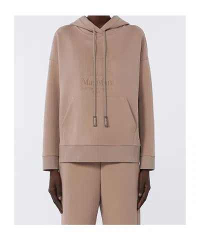 Max Mara Technical Cotton Jersey Sweatshirt In Brown