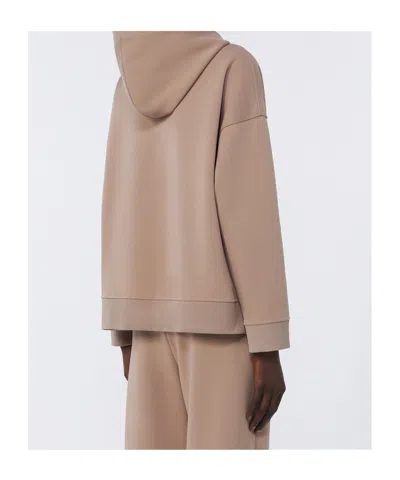 Max Mara Technical Cotton Jersey Sweatshirt In Brown