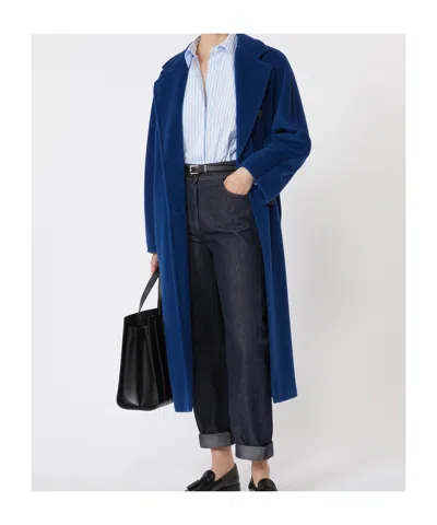 Max Mara Wool And Cashmere Long-sleeved Coat In Blue