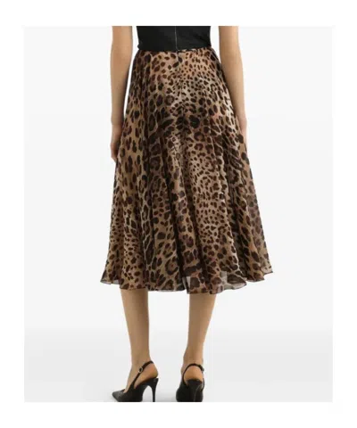 Dolce & Gabbana Patterned Skirt In Brown