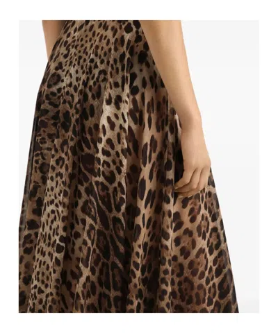 Dolce & Gabbana Patterned Skirt In Brown