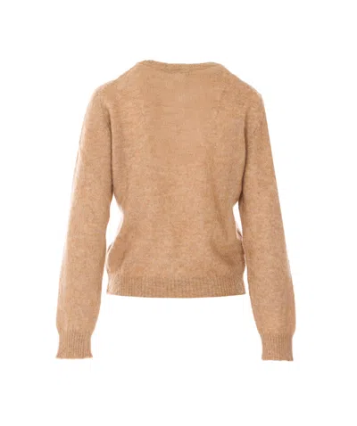 Ganni Printed Alpaca Wool Blend Sweater In Neutral