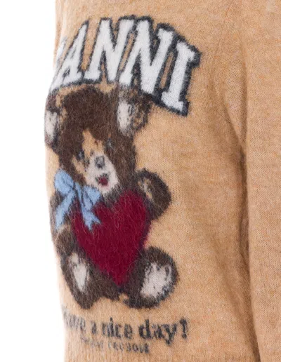 Ganni Printed Alpaca Wool Blend Sweater In Neutral