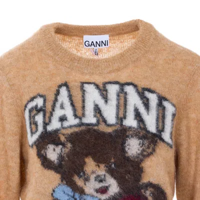 Ganni Printed Alpaca Wool Blend Sweater In Neutral