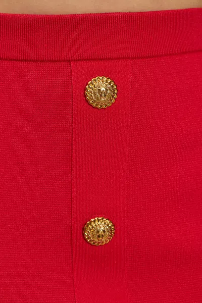 Balmain Button Front Knit Skirt In Red