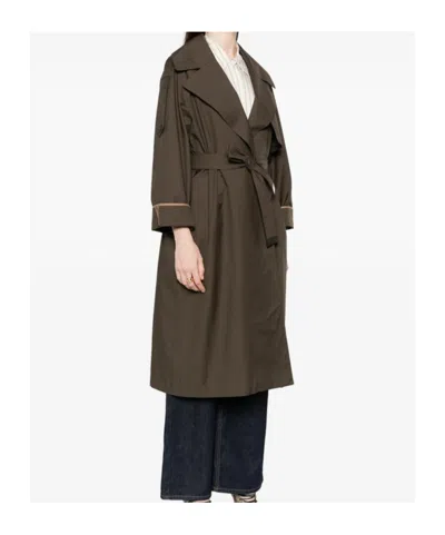 Max Mara Collared Trench Coat In Brown