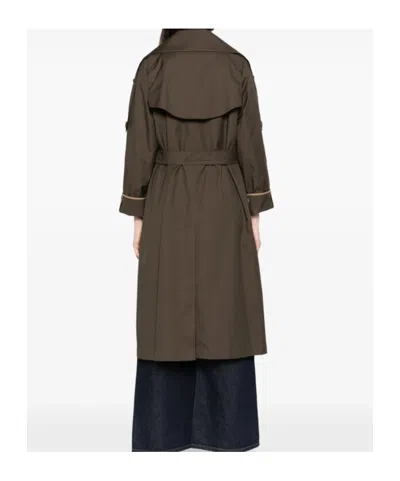 Max Mara Collared Trench Coat In Brown