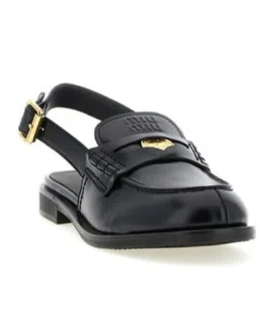 Miu Miu Open-toe Flat Sandals In Black