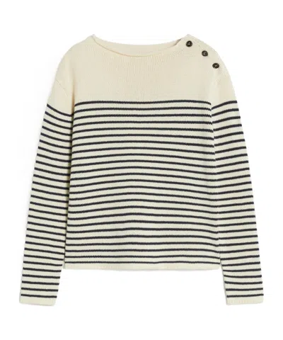 Weekend Max Mara Striped-pattern Button Sweater In White
