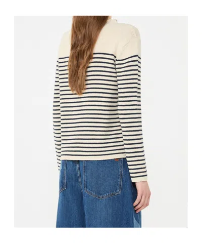 Weekend Max Mara Striped-pattern Button Sweater In White