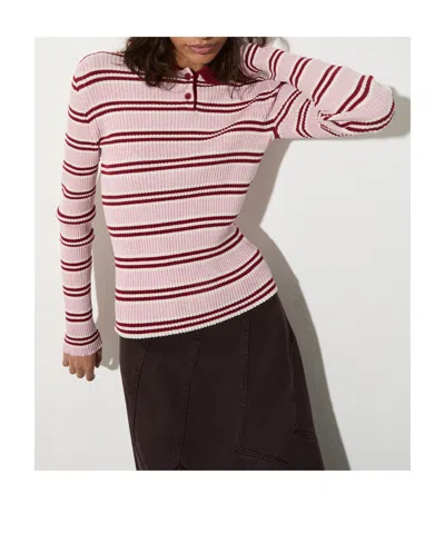 Maxco. Striped Polo-neck Jumper In Multi