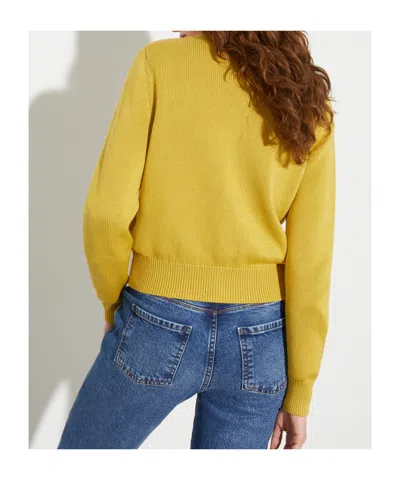 Maxco. Floral-embroidered Cardigan In Yellow