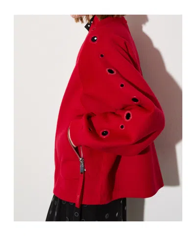 Maxco. Double-woven Wool Bomber Jacket In Red