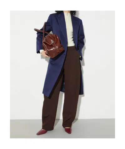 Maxco. Double-breasted Satin Coat In Blue