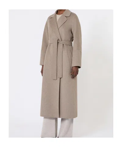 Max Mara Wool Long-sleeved Coat In Gray