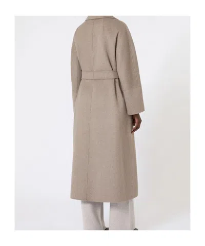 Max Mara Wool Long-sleeved Coat In Gray