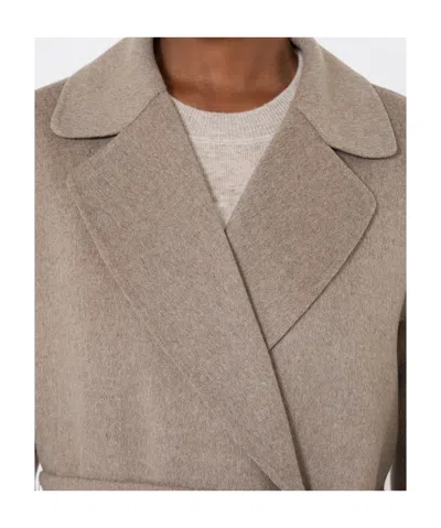 Max Mara Wool Long-sleeved Coat In Gray