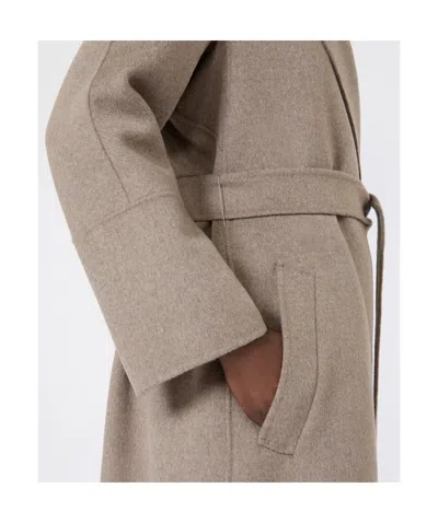 Max Mara Wool Long-sleeved Coat In Gray