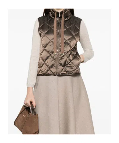 Max Mara Sleeveless Cotton Jacket In Brown