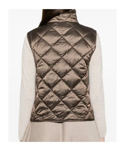 Max Mara Sleeveless Cotton Jacket In Brown