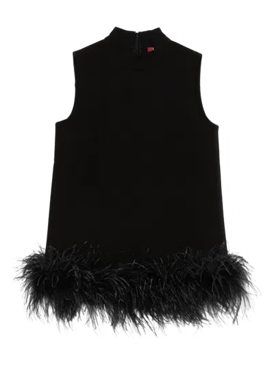 Max Mara Feather-trimmed Top In Black