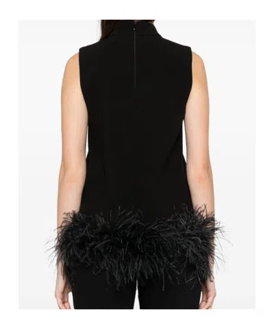 Max Mara Feather-trimmed Top In Black