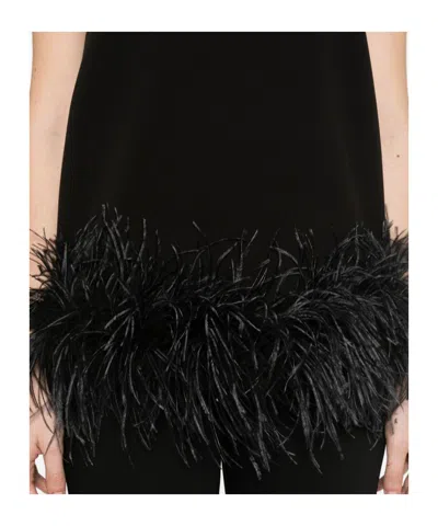 Max Mara Feather-trimmed Top In Black