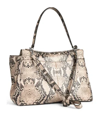 Balenciaga Medium Rodeo Python Print Leather Top Handle Bag In Neutral