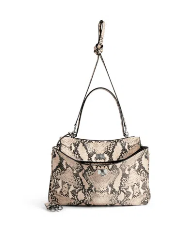 Balenciaga Medium Rodeo Python Print Leather Top Handle Bag In Neutral